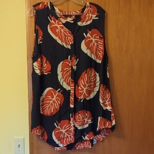 Lucky Brand Orange and Navy Sleeveless Boxy Blouse. 2 For $10